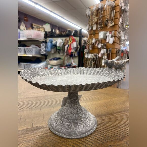 Pedestal Silver Bird Bath - Serving Tray - Picture 1 of 3